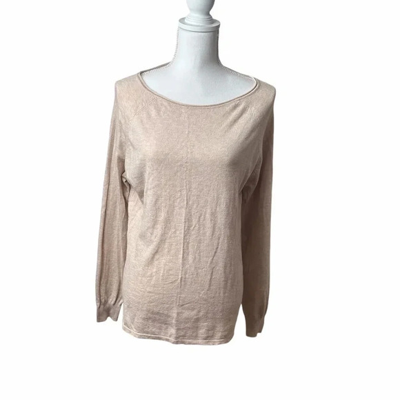 VILA MILANO Beige/tan long sleeve sweater shirt size large - Picture 1 of 7